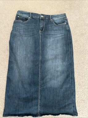 Christopher & Banks Straight Leg Denim Skirt - Blue Wash